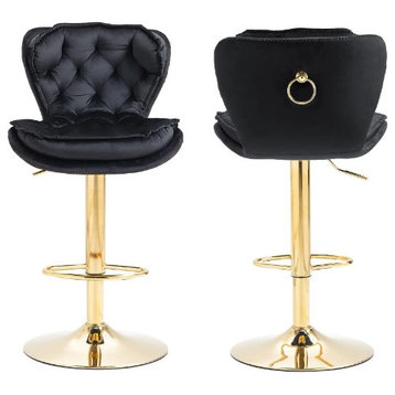 Swivel Bar Stools Chairs Set of 2, Black