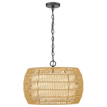 Everly 4 Light Chandelier With Natural Rattan Shade