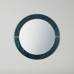 Astoria Mirror in Verde Guatemala Marble and Copper - Wall Mirrors