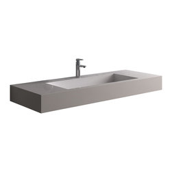 ADM Bathroom Design - ADM Large Rectangular Wall Mounted Sink, White, 47" - Bathroom Sinks