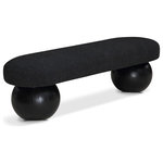 Meridian Furniture - Meridian Furniture Bowie Boucle Fabric Upholstered Bench, Black, Black Finish - Elevate your home decor with this stunning Bowie Boucle Fabric Bench. The rich black boucle fabric gives it a luxurious and sophisticated look that is sure to catch the eye of guests. The black finish on the solid ash wood ball-shaped legs adds a touch of charm and elegance to the piece. Whether you're using it as a stylish seating option in your living room or as a chic accent piece in your bedroom, this bench is sure to impress.