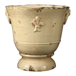 Vietri Rustic Garden Extra Large Cream Giglio Planter - Indoor Pots And Planters