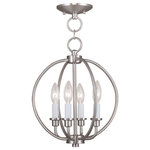 Livex Lighting - Milania Convertible Chain-Hang and Ceiling Mount, Brushed Nickel - Add fresh style to an entryway, dining room and more. clean, elegant curves define this handsome pendant design. Inspired by classic cottage and continental style lighting, it comes in an brushed nickel finish on the orb shaped frame and canopy.