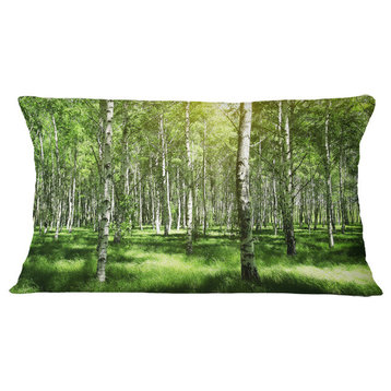 Beautiful Birch Grove Landscape Printed Throw Pillow, 12"x20"