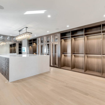 Spacious and Chic Master Walk-In with Closet Rod Lighting