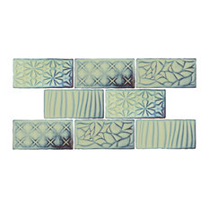 SomerTile Antic Sensations 3" x 6" Ceramic Wall Subway Tile, Agua Marina