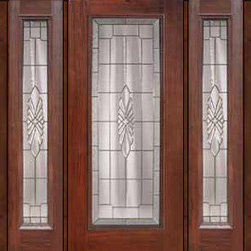Prehung Side lights Door 80 Fiberglass Versailles Full Lite Glass - Front Doors