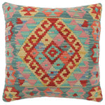 Bareens Designer Rugs - Southwestern Turkish Bui Hand Woven Kilim Pillow - Embellish your home with this timeless casual chic handmade Southwestern Kilim throw pillow covers made with wool and cotton. Constructed on a loom by Nomad Turkman people with hand spun wool and Natural Vegetable dyes these beautiful Kilim pillow covers are known for their beautiful repetitive geometrical, naturalistic floral and traditional patterns yet still giving it a moden look. Masterfully artisan-crafted on traditional Kilim looms with a contemporary fashion palette producing bold intricate sharp patterns making them a standout piece in any decor.