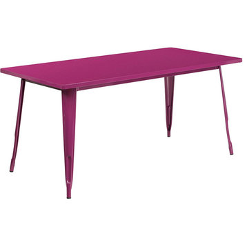 Outdoor Dining Table, Metal Construction With Rectangular Top, Purple