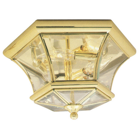 Livex 7053-02 3-Light Polished Brass Ceiling Mount, Polished Brass