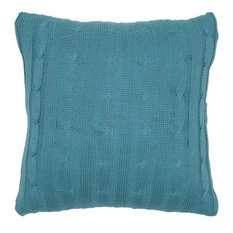 Pillow Cable Knit Sweater Fabric With Matching Inner Lining, Turquoise