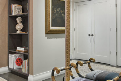 Transitional dark wood floor foyer photo in Chicago