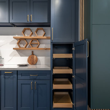 Modern Transitional Kitchen with Navy Blue Cabinets by The Cabination