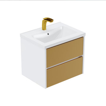 Brooks 24" Single Bathroom Vanity Set, Metallic Brass/Golden