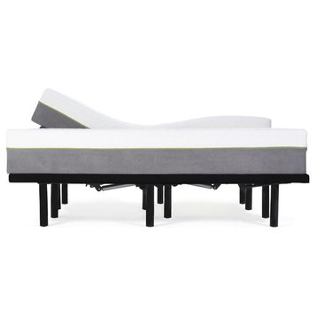 Pemberly Row 12" Modern Fabric/Metal Cal King Split Mattress and W Bed in White
