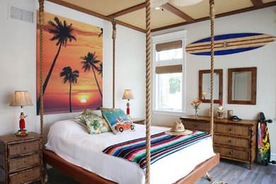 Inspiration for a coastal gender-neutral gray floor kids' room remodel in Philadelphia with white walls