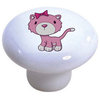 Pink Kitten Ceramic Cabinet Drawer Pull Knob