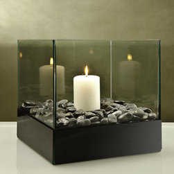 DecorPro 13'' x 13'' Cell Atrium Tabletop Black Fireburner D10009 - Bath Products