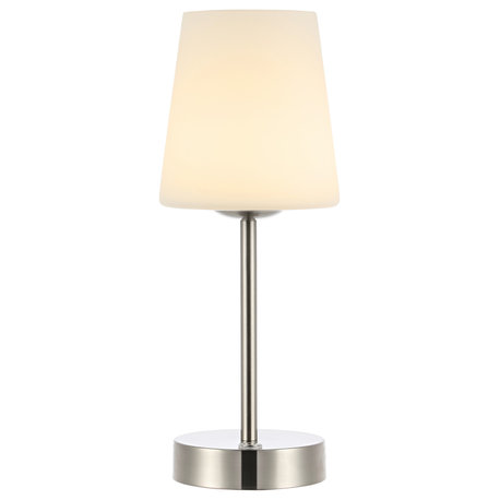 12.75" Modern Minimalist Iron Rechargeable Integrated LED Table Lamp, Nickel