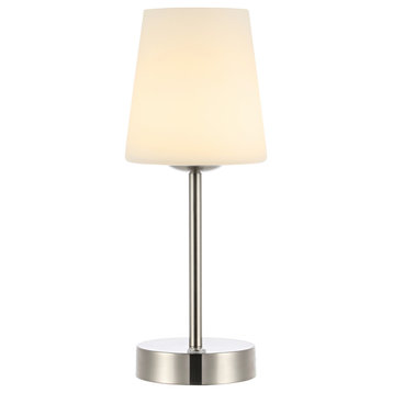 Carson 12.75" Modern Minimalist Iron Rechargeable Integrated LED Table Lamp, Nickel