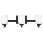 Sea Gull Lighting - Sea Gull Lighting 4430703-112 Kemal - 3 Light Bath Vanity - Wire/Cord Color: Black/White  MKemal 3 Light Bath V Midnight Black EtcheUL: Suitable for damp locations Energy Star Qualified: n/a ADA Certified: n/a  *Number of Lights: Lamp: 3-*Wattage:75w A19 Medium Base bulb(s) *Bulb Included:No *Bulb Type:A19 Medium Base *Finish Type:Midnight Black