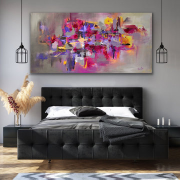 72"x48" Topaz pink purple gray abstract Art Large Modern Painting MADE TO ORDER