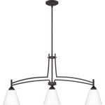Quoizel - Quoizel BLG338OZ Billingsley 3 Light Island Light - Old Bronze - The Billingsley is a clean, transitional collection. Its thin, twin support frame elevates the simple silhouette, while classic accents easily coordinate with a variety of home decor styles. Complemented by etched glass shades, all fixtures are available in your choice of brushed nickel or old bronze finish.