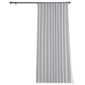 Blackout Extra Wide Vintage Textured Faux Dupioni Curtain, Ice, 100"x84"