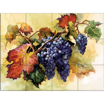 12 Tile Ceramic Tile Mural, Grapes Ready for Harvest, by Erin Dertner