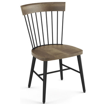 Angelina Dining Chair, Beige Wood/Black Metal, Set of 2 Chairs