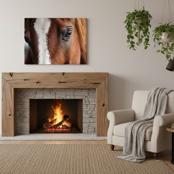A Gentle Giant's Eye Photorealistic Digital Artwork Rustic Farmhouse Style Wall