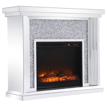 Bowery Hill 47.5" Dazzling Mirrored Faux Log Fireplace Mantle