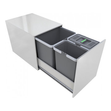 Pull Out Trash Can STREET 2.0, 3 bins, total capacity 35qt (34lt)