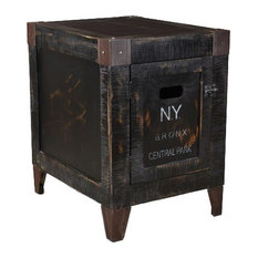 Rustic Corner Table Side And End Tables Houzz Crafters And Weavers Rustic Reclaimed Wood Graffiti Storage End Table Side Tables