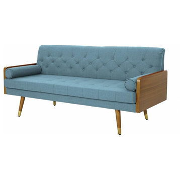Mid Century Sofa, Tufted Fabric Seat & Extra Plush Cushioning for Comfort, Blue