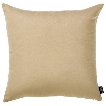 Set Of 2 Light Beige Brushed Twill Decorative Throw Pillow Covers