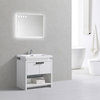 Levi 32" Bathroom Vanity With Cubby Hole, Ash Gray, High Gloss White