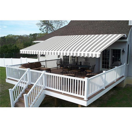 Aleko AW10X8GREYWHT-UNB 10 x 8 ft. Retractable Outdoor Deck Sunshade Patio