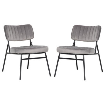 Leisuremod Marilane Velvet Accent Chair With Metal Frame Set Of 2 Ma29Gr2