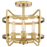 Savoy House - Kent 4-Light Semi-Flush, Warm Brass - This Savoy House Kent 4-light ceiling semi-flush mount adds an intriguing touch of style to any space! Its airy andopen structure is finished in warm brass and features boldly protruding curves that accentuate the exposed bulbs within. Kent is perfect for use in rooms with lower ceilings and spaces in need of a smaller-scale lighting style infusion, such as entryways, hallways, laundry rooms, mudrooms and more. This fixture is 16" wide and 14.75" tall. Uses 4 standard size bulbs of up to 60 watts each (not included).