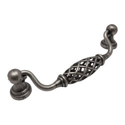 Cosmas - Cosmas 1749-128WN Weathered Nickel 5&rdquo; CTC (128mm) Birdcage Drop Pull - Cabinet And Drawer Knobs