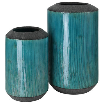 Uttermost Maui Aqua Blue Vases, 2-Piece Set