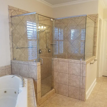 Frameless 3/8" Shower Corner Stall with Headrer