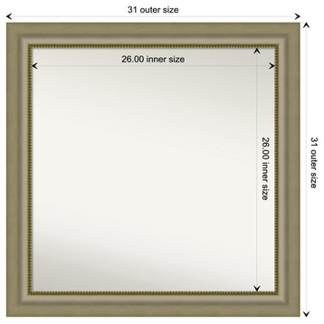 Vegas Silver Non-Beveled Wood Wall Mirror 30.75x30.75 in.