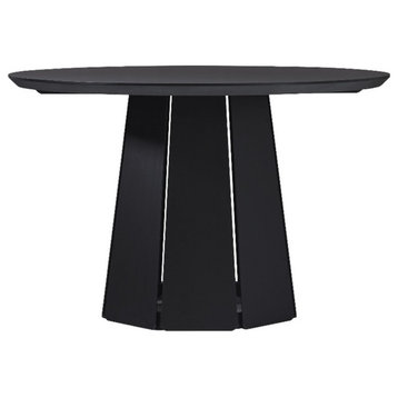 Walker Edison 48" Round Modern Wood Dining Table with Pedestal Base in Black