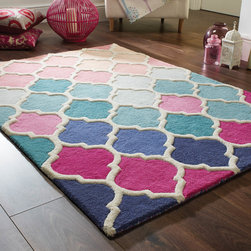 Illusion Rosella Rugs in Pink and Blue - Floor Rugs
