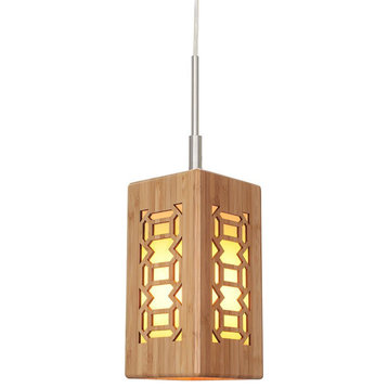 Woodbridge Lighting Light House Triune Small Bamboo Pendant in Nickel/Natural