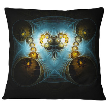 Unique Light Blue Fractal Design Pattern Abstract Throw Pillow, 18"x18"