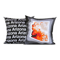 Arizona Map Pillow, Charcoal - Decorative Pillows