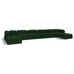 Meridian Furniture - Ames Boucle Fabric U-Shaped Modular Sectional, Green, 8-Piece: 4 Armless Chair, 2 Corner Chair, 2 Ottoman - Introduce a touch of modern sophistication to your living area with the exquisite Ames Boucle Fabric Sectional. With plush green boucle fabric and unique design, it will elevate the visual appeal of your living space. This elegant and captivating sectional can be mixed and matched with other pieces from the collection to create an endless array of stunning looks. So, get ready to transform your living area into an inviting and stylish haven with the Ames Boucle Fabric Sectional.